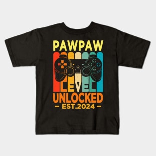 pawpaw level unlocked est 2024 Kids T-Shirt